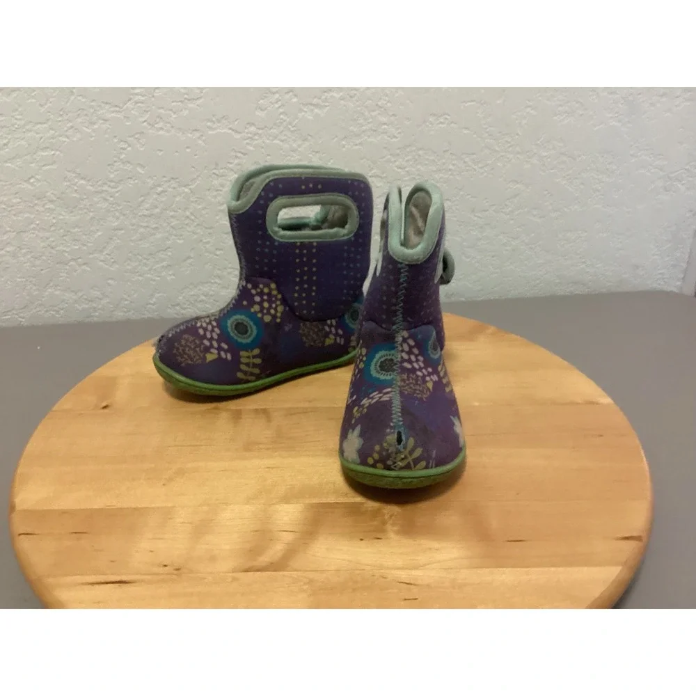 Bogs Baby Waterproof Insulated Winter Boots Purple Floral Toddler Size 6‎ Kids